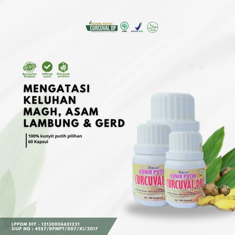 KUNYIT PUTIH CURCUVAL DP-ATASI ASAM LAMBUNG, MAGH, GERD- OBAT ASAM LAMBUNG-KAPSUL KUNIR PUTIH CURCUV
