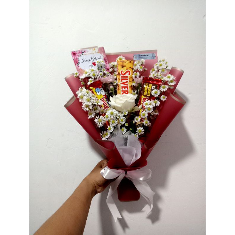 Buket bunga mawar asli segar mix coklat CIMAHI BDG PADALARANG