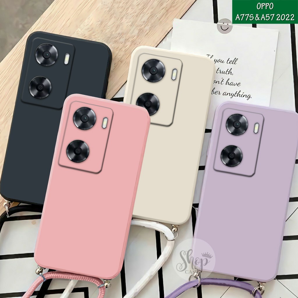 Softcase Polos + Tali  Oppo A57 2022 Oppo A77S 2022 Case Oppo A57 2022 Case Oppo A77S 2022 Case Oppo