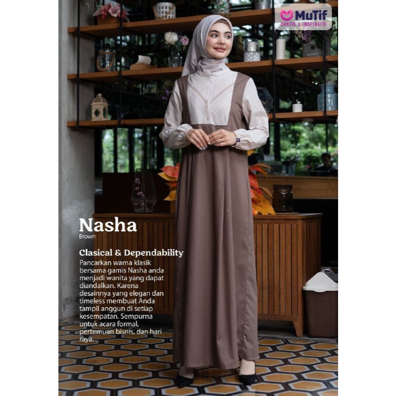 GAMIS WANITA MUTIF NASHA BROWN || GAMIS DEWASA KATUN ORIGINAL MUTIF
