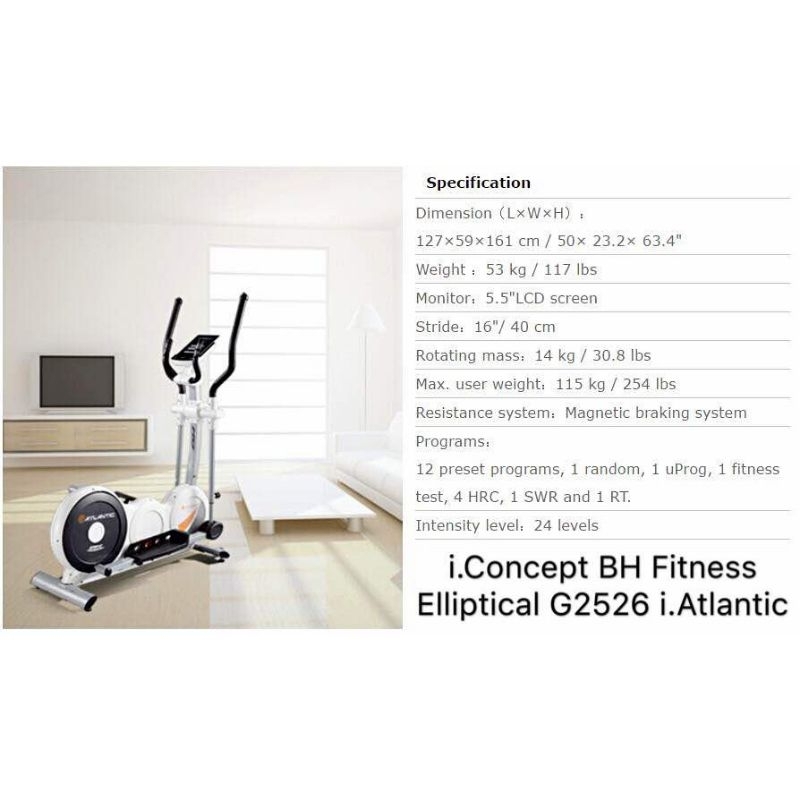 Second Sepeda Statis Gym I.Concept BH Fitness Elliptical G2526 I.Atlantic