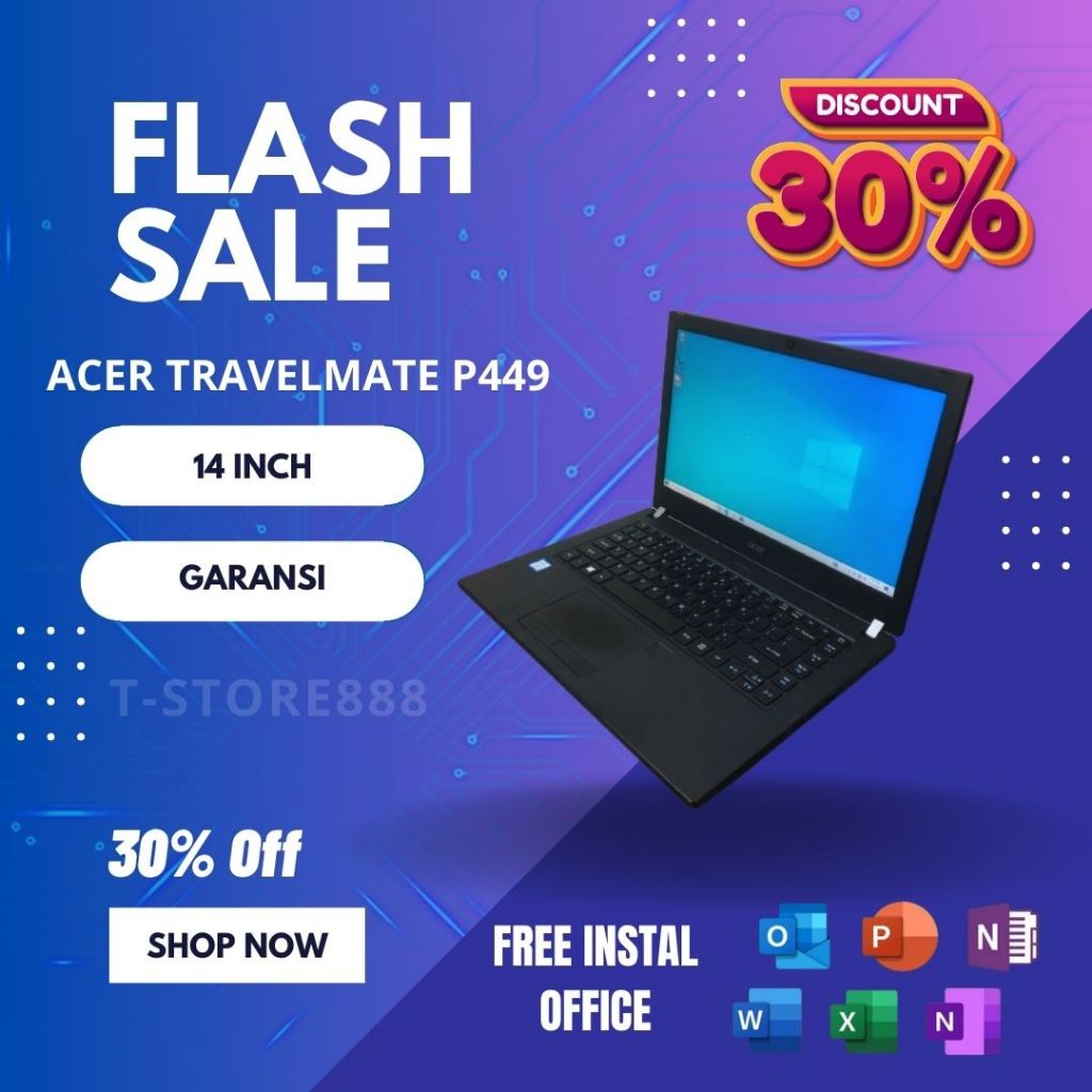{FLASH SALE} Laptop acer travelmate p449-G3-M  Ram 8 SSD 256 GB Intel core i5 gen 8 Mulus Bergaransi