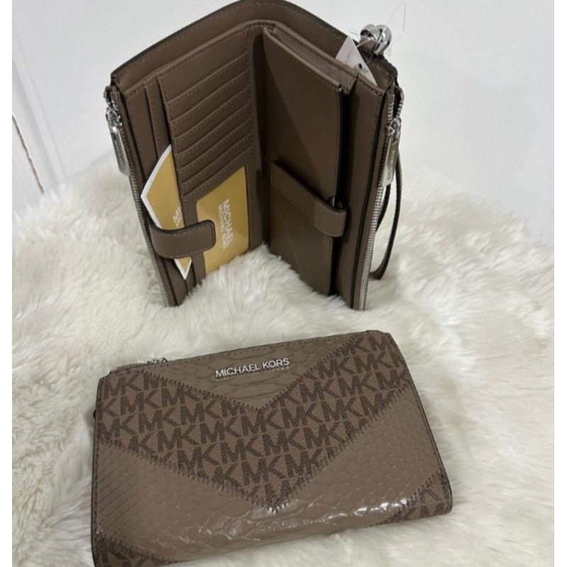 Dompet original MK jet set travel large double zip wristlet