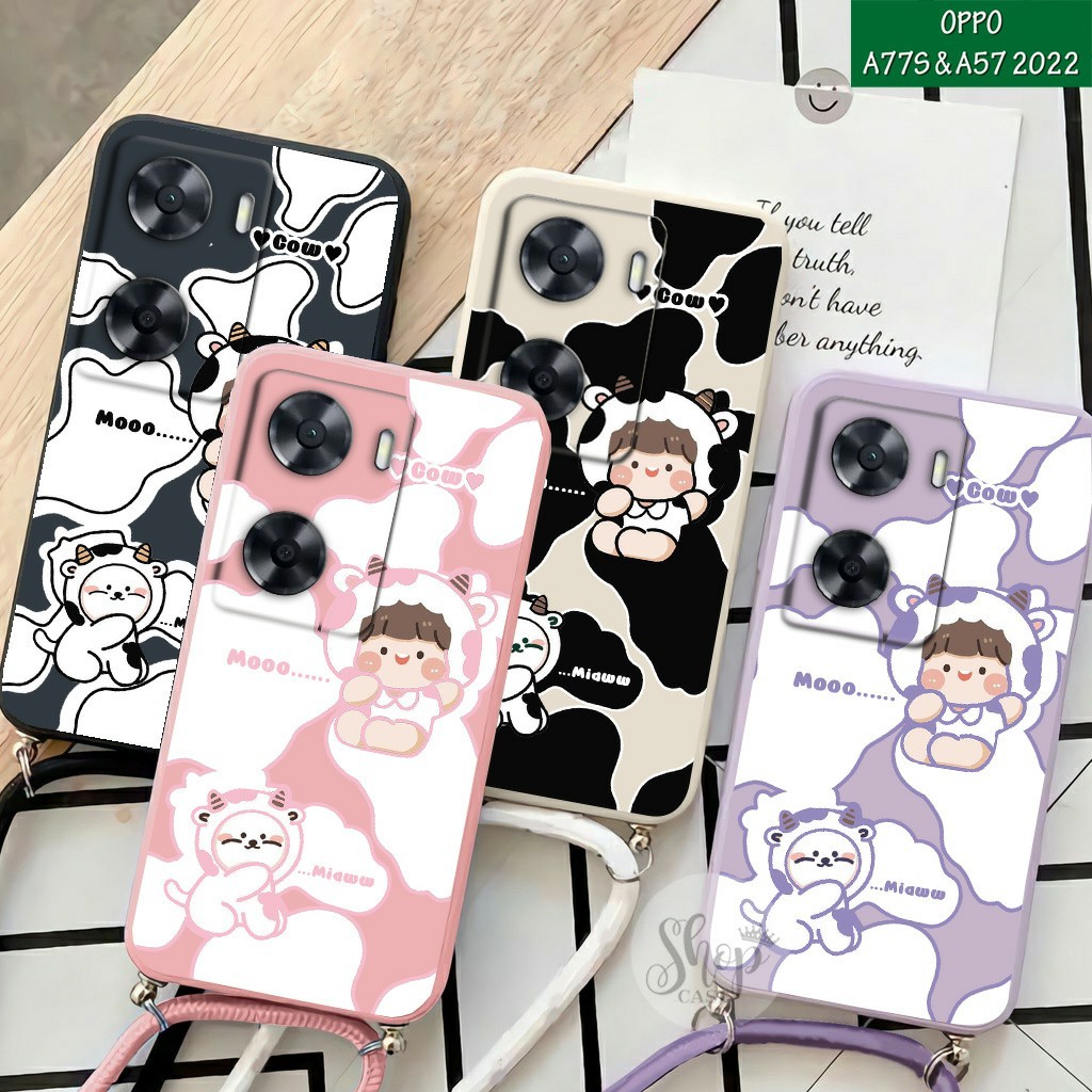 Softcase Motif + tali  Oppo A57 2022 Oppo A77S 2022 Case Oppo A57 2022 Case Oppo A77S 2022 Case Oppo