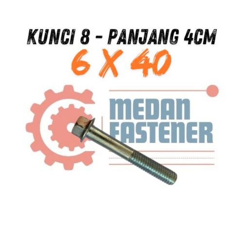 Flange Bolt Putih M6x40 Kunci 8 / Baut Kunci 8 M6x40