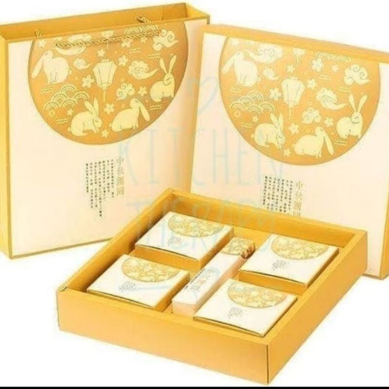 

mooncake box gold kelinci 150-180gr perpack(isi 5set)