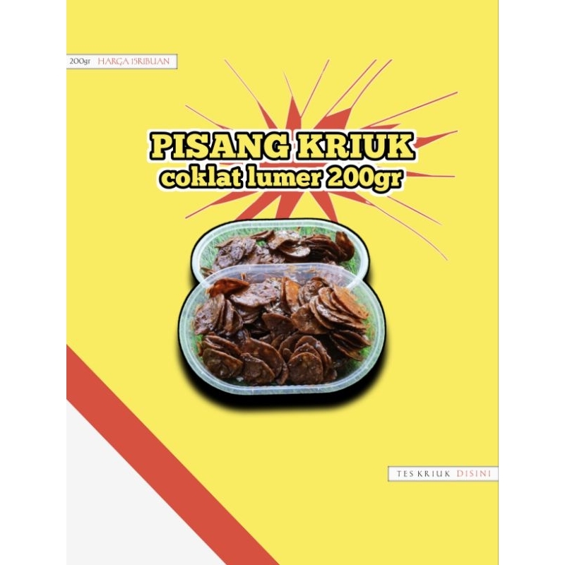 

Keripik pisang coklat lumer, 200 gram
