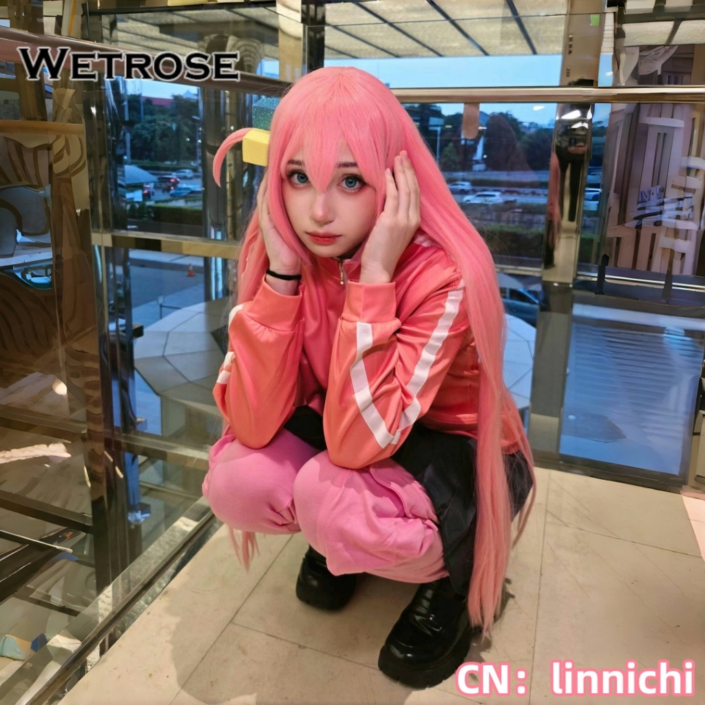 【Wetrose】Ready Stock Bocchi the Rock Cosplay Gotou Hitori Girl Costume Pink Jacket Skirt Uniform Set