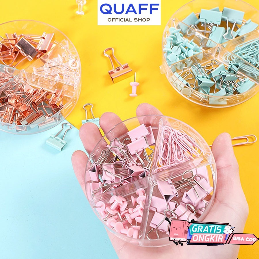 

72 PCS Paperclip binder clip push pin set/paperclip/push pin/penjepit kertas/Kombinasi penjepit kertas cute/Office Combination Penjepit kertas