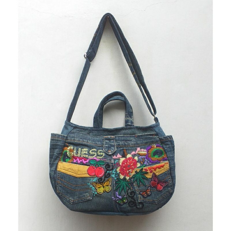 Botega guess cherry/tas slempang wanita/sling bag/recycle jean/upcycle jean