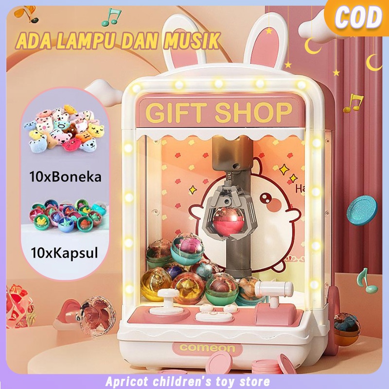 【COD】Mesin capit boneka mini Mainan mesin capit anak Mainan boneka capit 10 kapsul mainan 10 boneka 