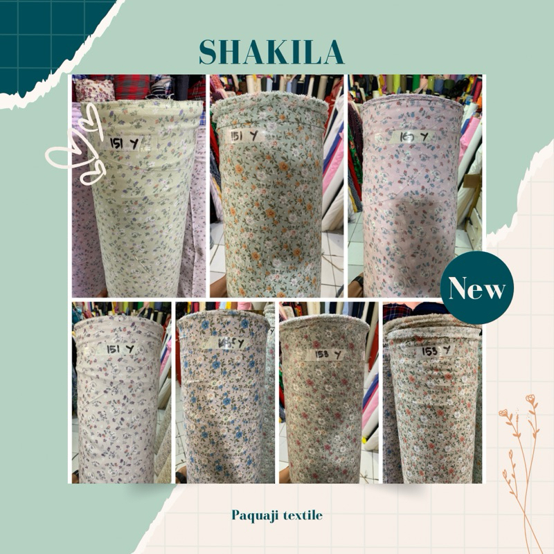 KAIN BAHAN SHAKILA MOTIF/SHAKILA PREMIUM/IMPORT(harga tertera 50cm x 150cm)