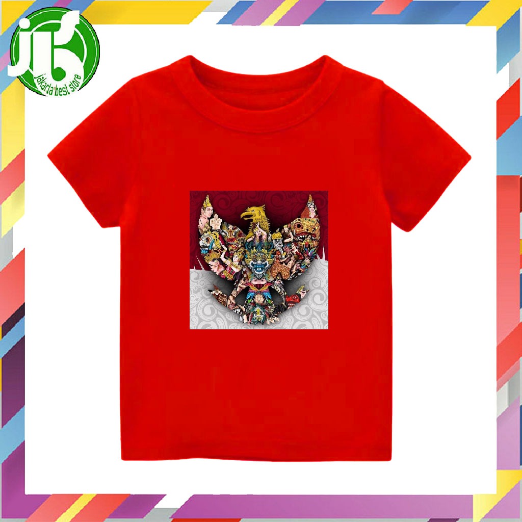 Baju Kaos Karakter Kartun Anak Laki laki Perempuan Cowok Cewek Balita GARUDA MERAH PUTIH