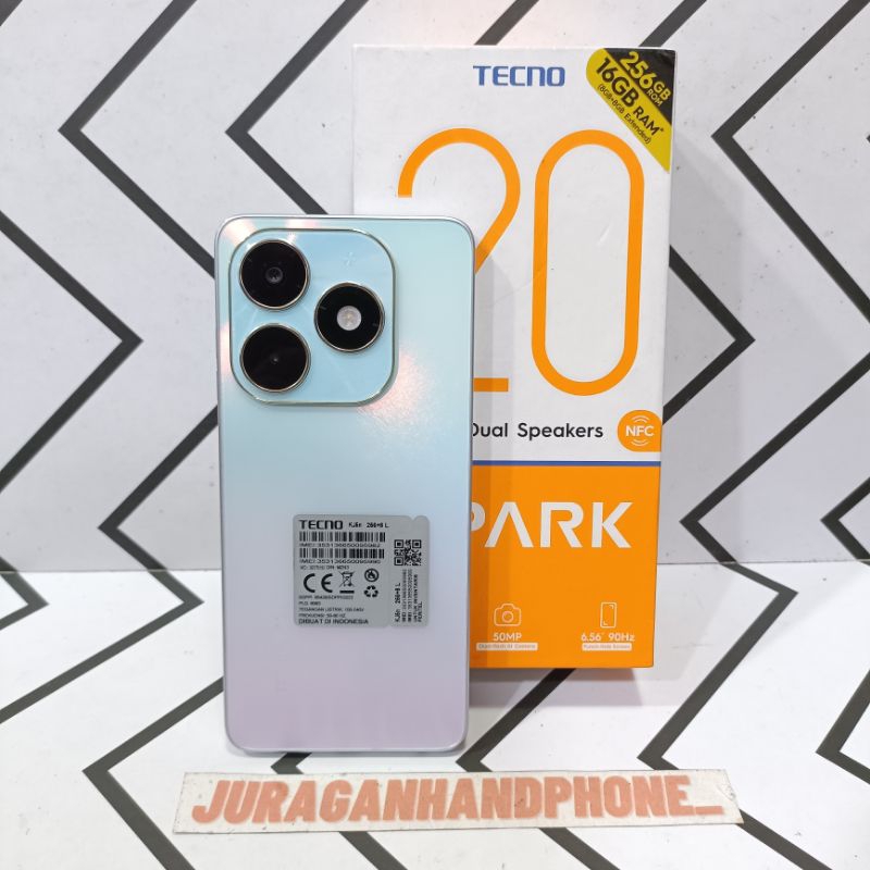 Tecno Spark 20 NFC 8/256GB Hp Second Bekas Fullset