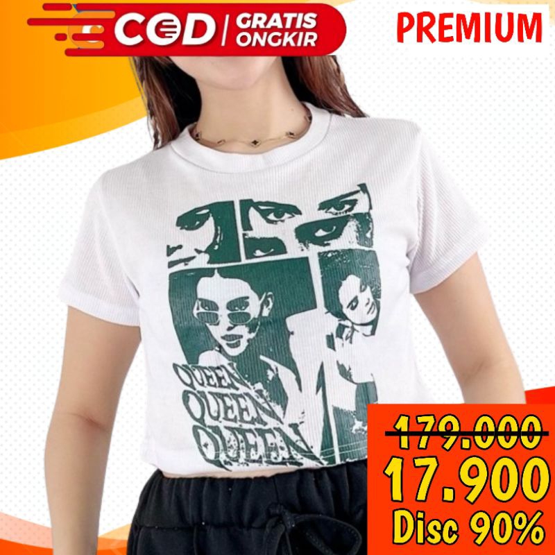 ZAHAQUEEN ~ Crop top wanita QUEEN KENDALL rib premium / basic crop top basic crop basic crop tee bas