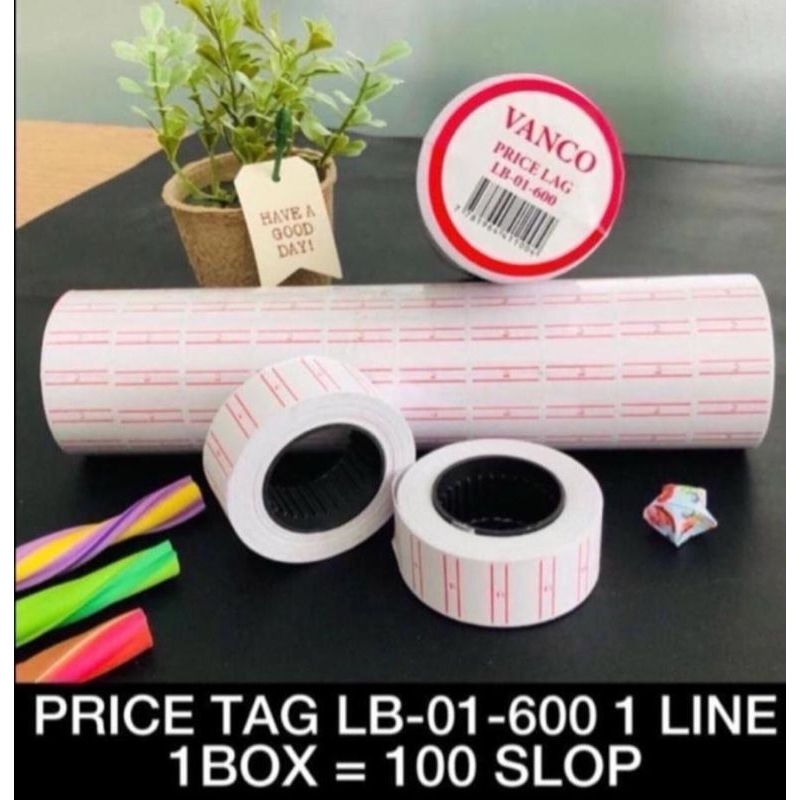 

label harga roll 1 line / price tag 1 line warna putih 1 slop isi 10 roll