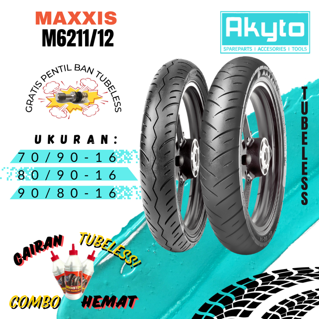 BAN MAXXIS M6211 TUBELESS BAN MOTOR RING 16 / BAN R16 / BAN HARIAN (70/90-16 , 80/90 -16 , 90/80-16)