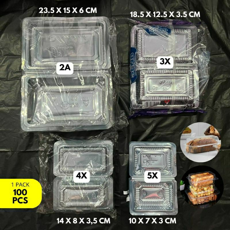 [Isi 100pcs] Mika Plastik Persegi / Mika Kue Plastik / Mika 2A / Mika 3X / Mika 4x / Mika 5x / Mika 