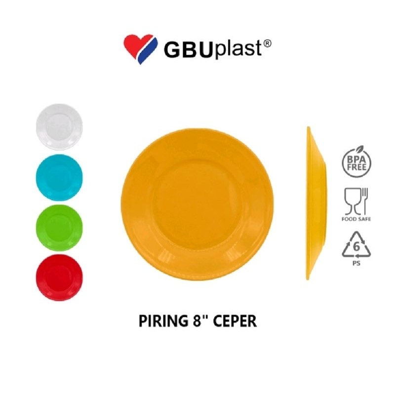 1 Lusin Piring Plastik Melamin Piring Ceper Warna Ukuran 8 Inch