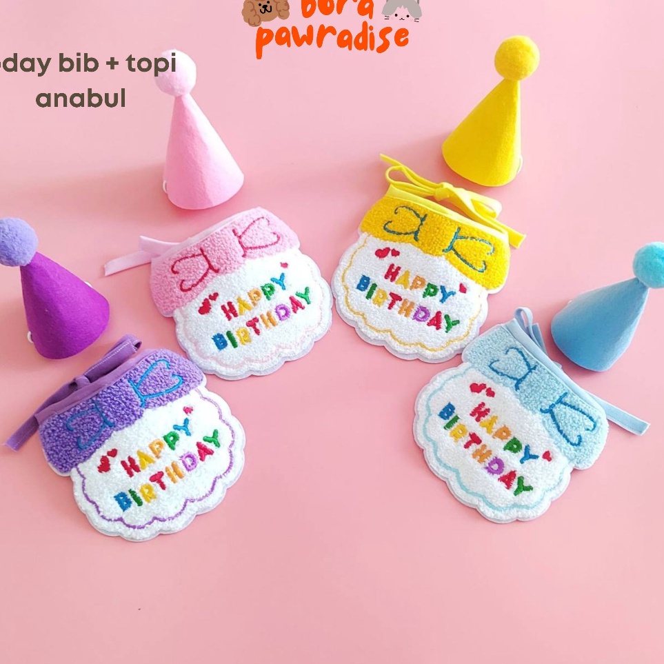KODE G97E Bib Ulang Tahun Kucing  Bib Ulang Tahun Anjing  Birthday Pet Bib  Topi Ulang Tahun Anjing 