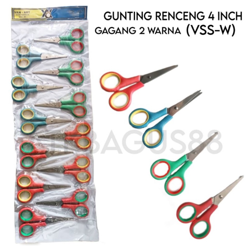 

KODE J18W 12 Pcs Gunting Gagang Grip Warna RentengGunting 4 InchGunting Murah