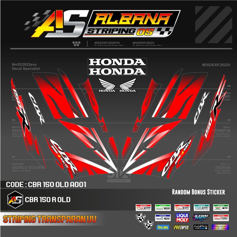 STICKER VAREASI CBR 150 R 2006 TRANSPARAN/STRIPING TRANSPARAN CBR 2006/CBR150 OLD