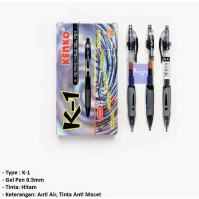 

Pena Kenko K1 0.5mm/Kenko Gel Pen K1 Retrac table/Pena Tekan (12 Pcs)