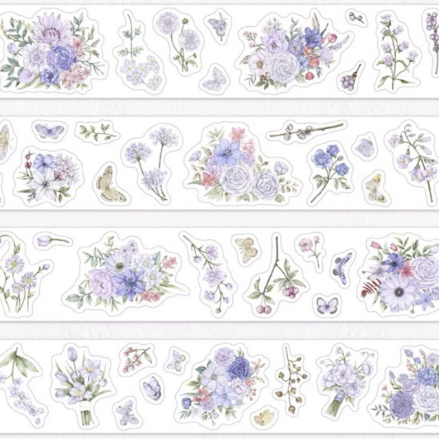 

(Kiricart) ZIYUANSU Purple Peony Flower Sticker Washi Tape Scrapbook Journal