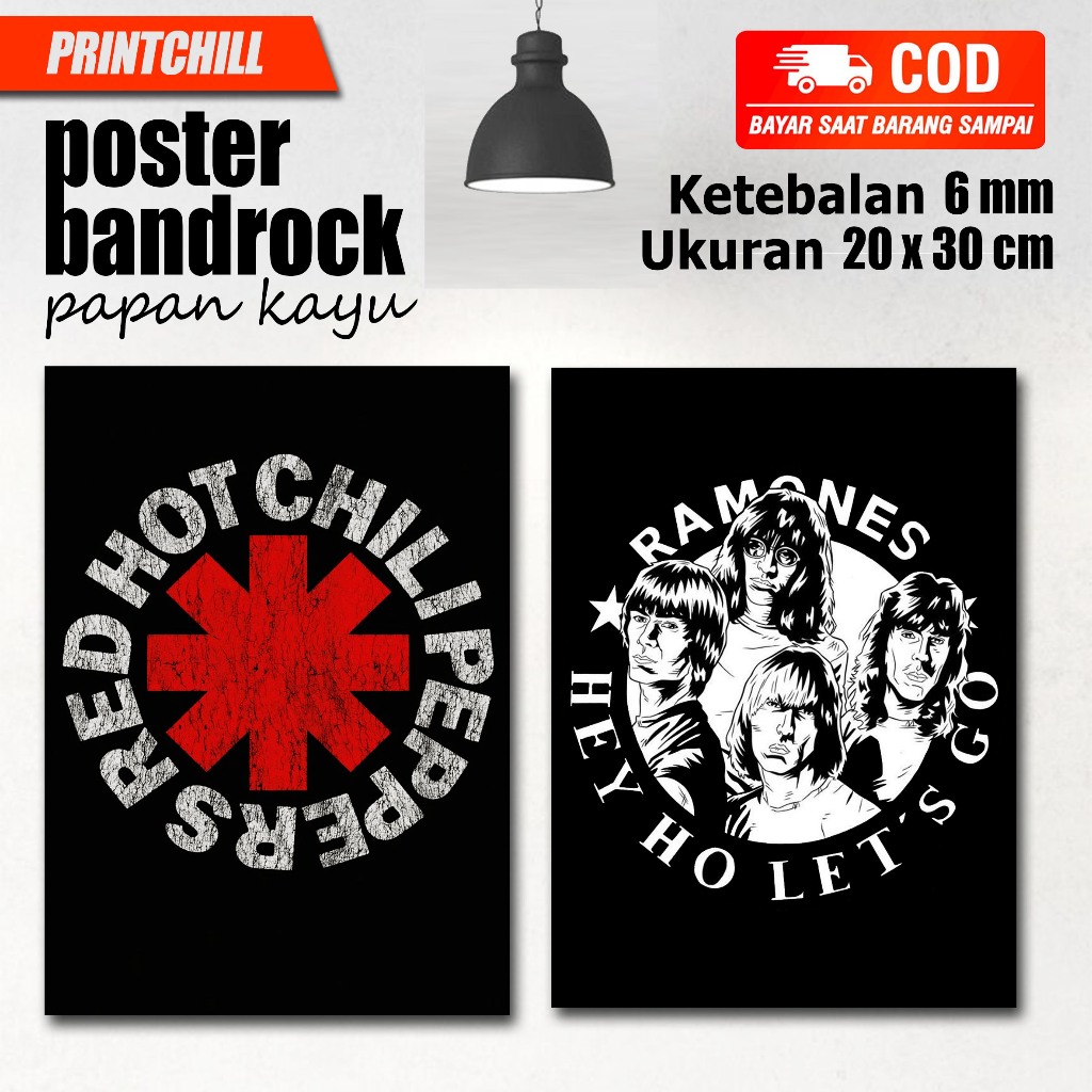 Poster Kayu Dinding band poster metal rock band Kamar Cafe Aesthetic Minimalis Dekorasi Wall Decor