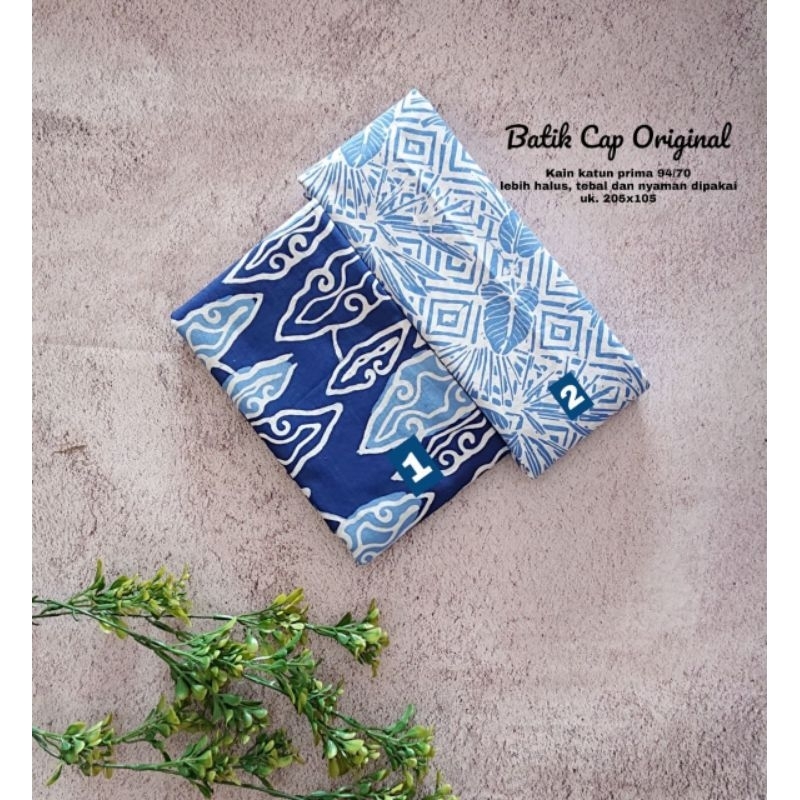 Batik Biru Pastel | Kain Halus Batik Cap Original