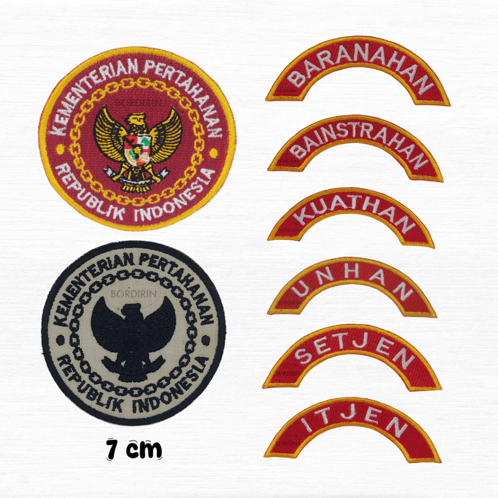 Bordir Logo Kementerian Pertahanan kemhan UNHAN ITJEN BARANAHAN BAINSTRAHAN KUATHAN SETJEN