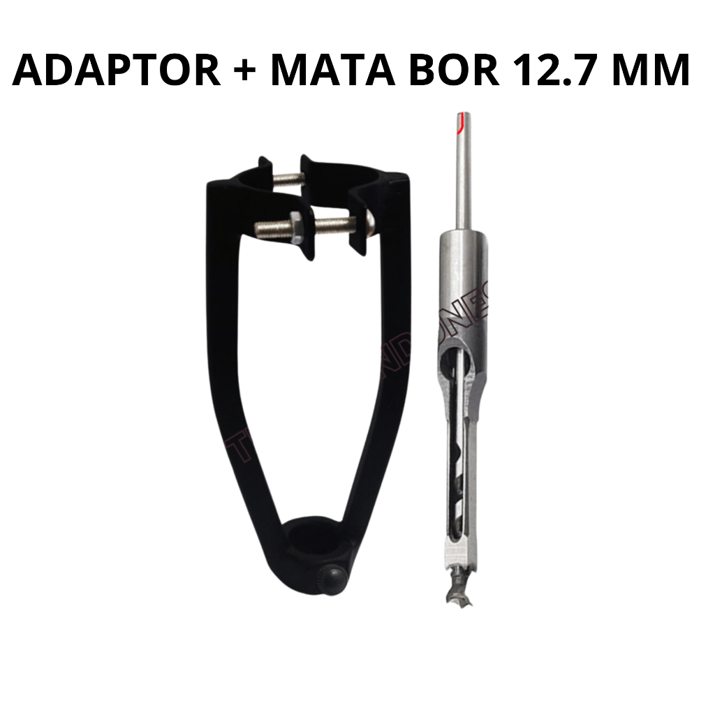 Adaptor bor bobok kayu + mata bor bobok kayu ukuran 12.7mm (1 paket)