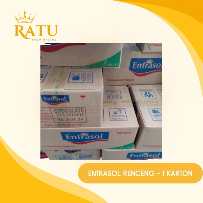 

Grosir Karton - ENTRASOL Sachet Renceng - rasa Vanilla & Coklat (12 rencengx10x20g)