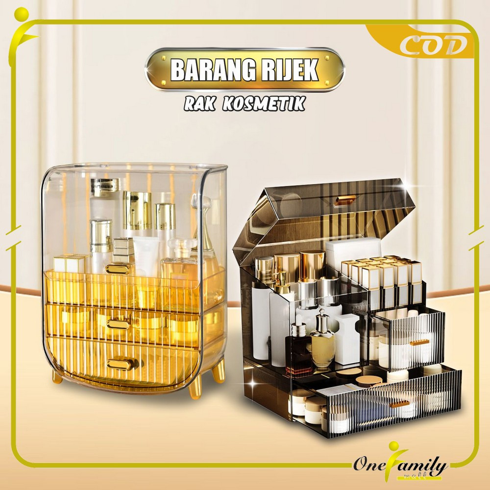 ONE-PART 3 Barang Rijek Rak Kosmetik / Kotak Makeup / Tempat Penyimpanan Brush Make Up Multifungsi /