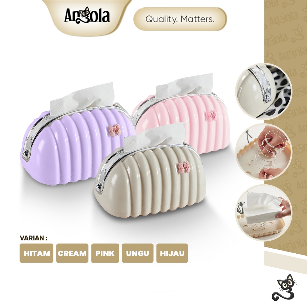 [BEST SELLER] ANGOLA Kotak Tisu Mini D82 Tempat Tisu Bentuk Kerang Estetik / Tissue Box
