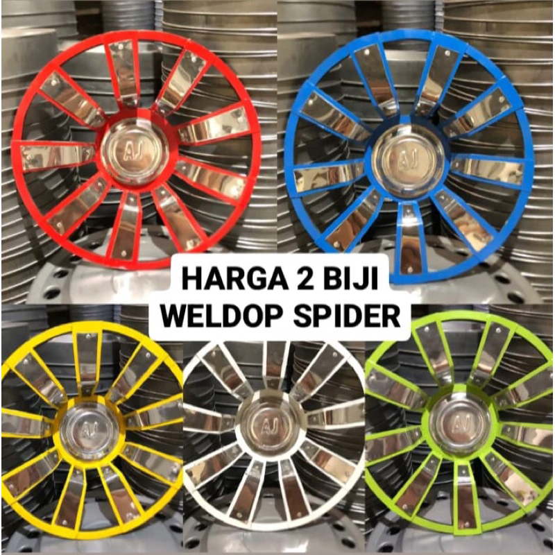 Weldop spider plat crom Ring 16 (2 biji) gratis dudukan