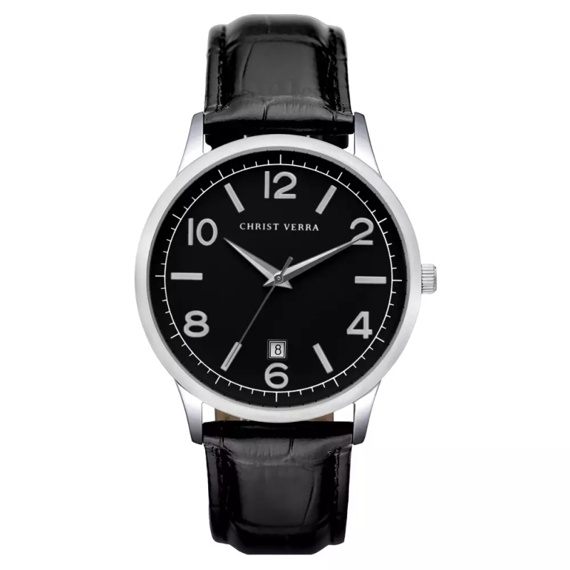 Jam Tangan Pria Tali Kulit Christ Verra CV 12071G-21 BLK