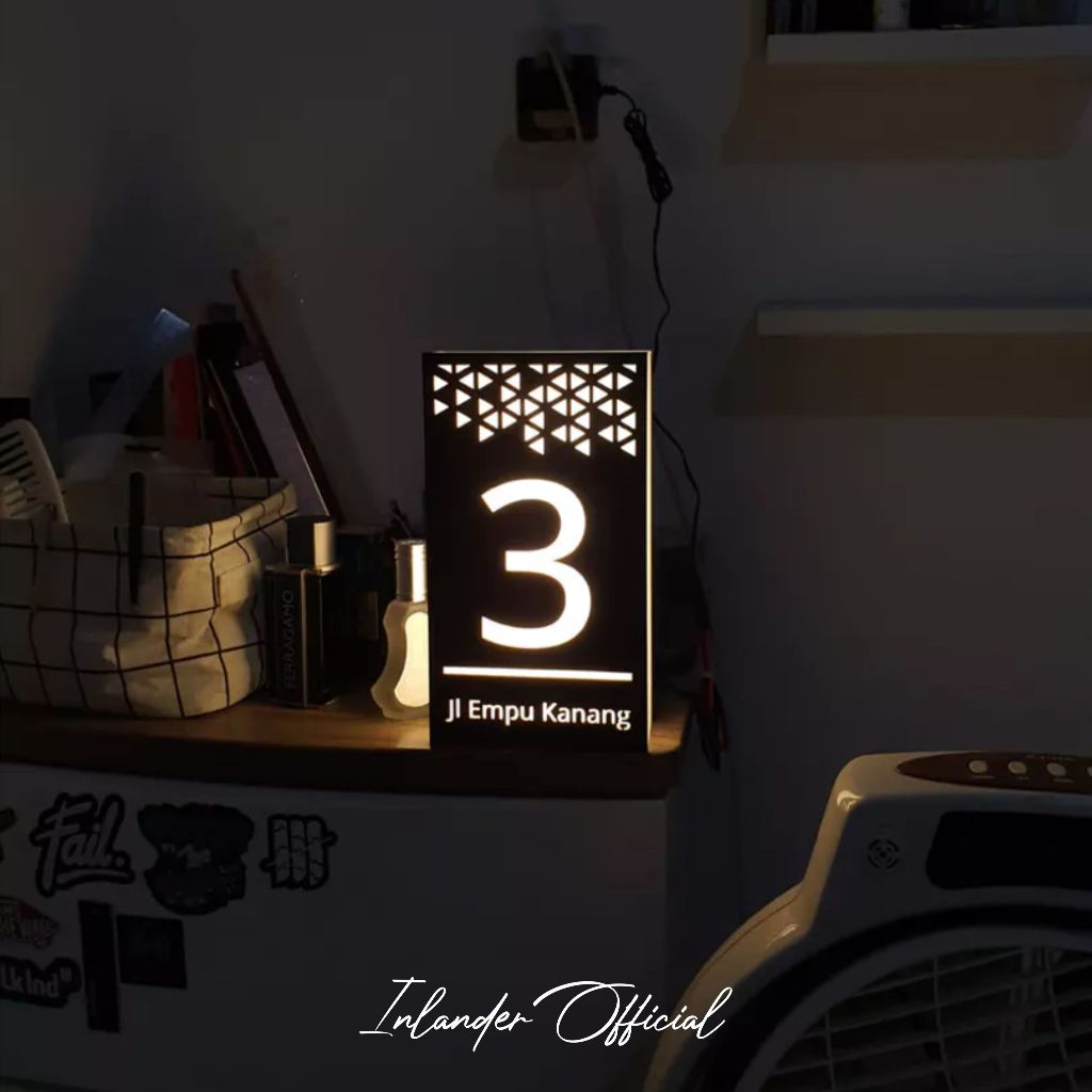 Nomor Rumah LED Neon Box Akrilik Papan Nama Akrilik LED Neonbox Papan Nama Akrilik