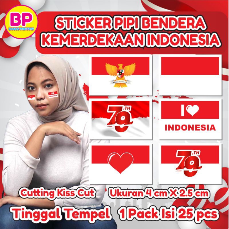 

Isi 25 pcs Stiker Pipi Bendera Kemerdekaan Indonesia