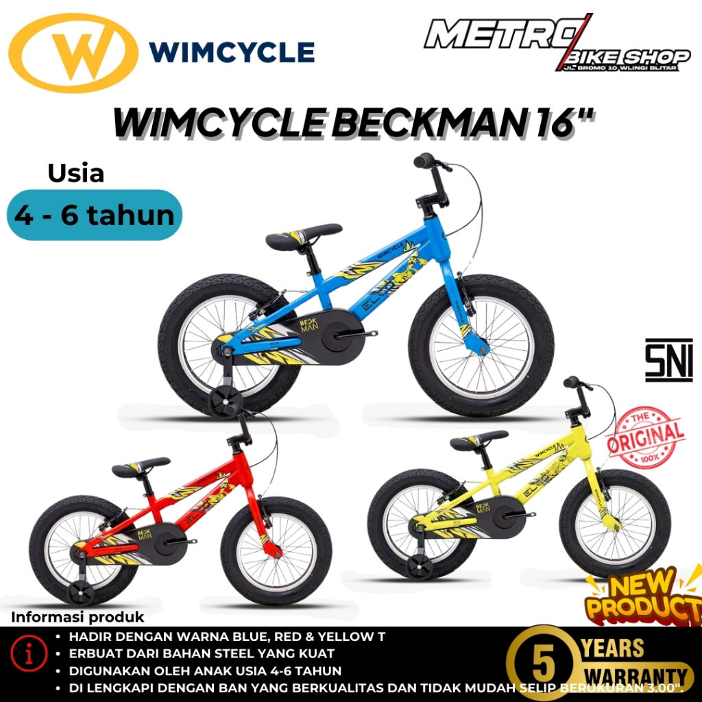 Sepeda anak Wimcycle Beckman 16 inch terbaru Sepeda anak cowok keren Sepeda anak laki laki