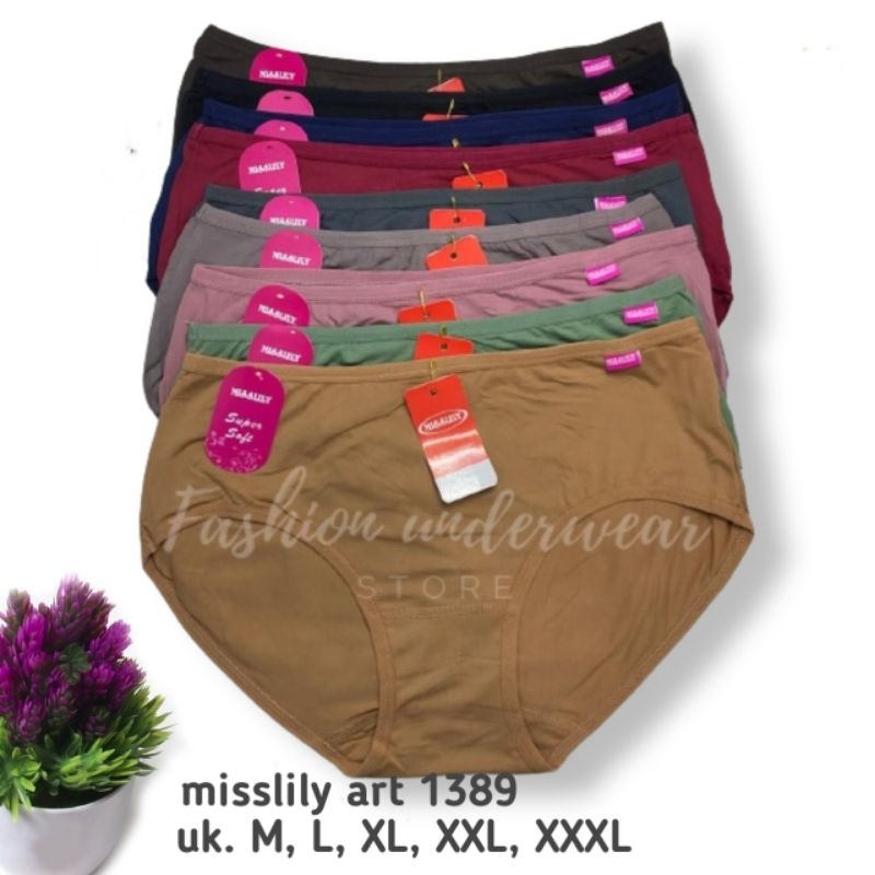 PROMO 3,6 PCS Celana Dalam Wanita MISSLILY 1389 / Karet Kecil / CD MISSLILY SUPER SOFT