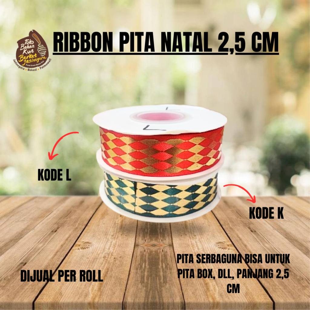 

PITA RIBBON NATAL 2,5 CM / PITA HAMPERS NATAL / PITA NATAL SATIN PREMIUM