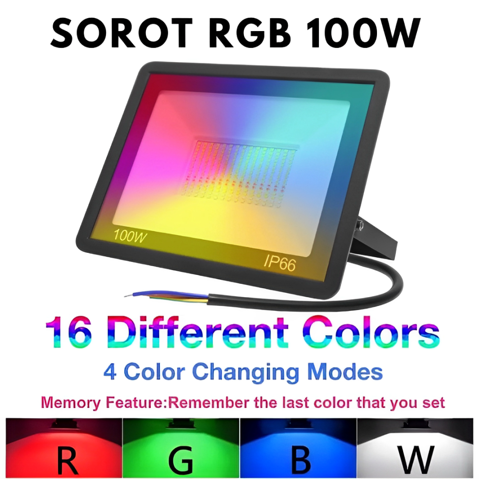 LAMPU SOROT LED 100 WATT 200 WATT RGB TEMBAK TAMAN LAMPU OUTDOOR WATERPROOF WARNA WARNI AESTHETIC