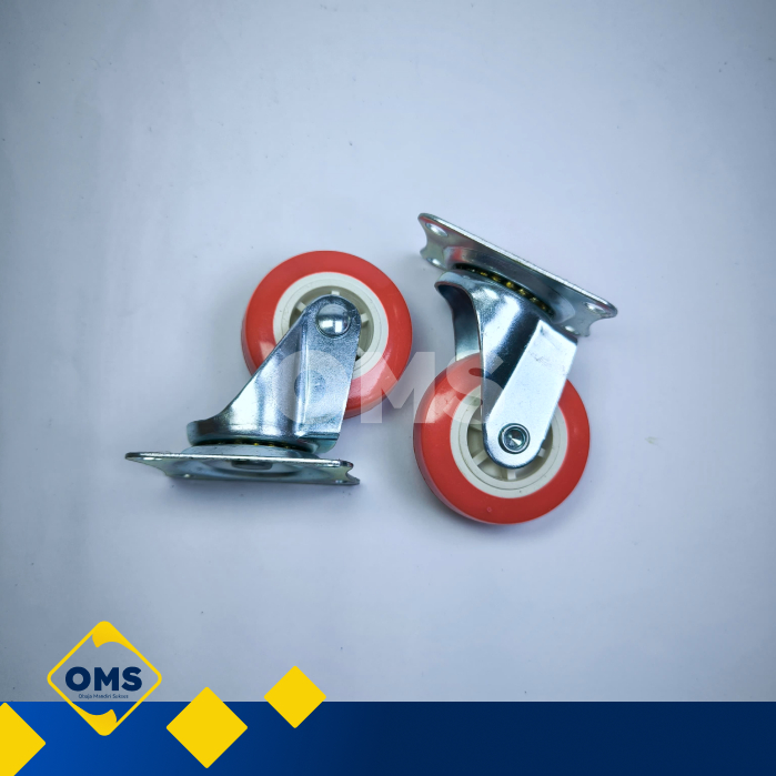 Roda troli Caster / Roda Nylon Etalase Troli Merah 4 PCS Nilon PVC 2” 2 Inch (1 SET ISI 4 RODA)