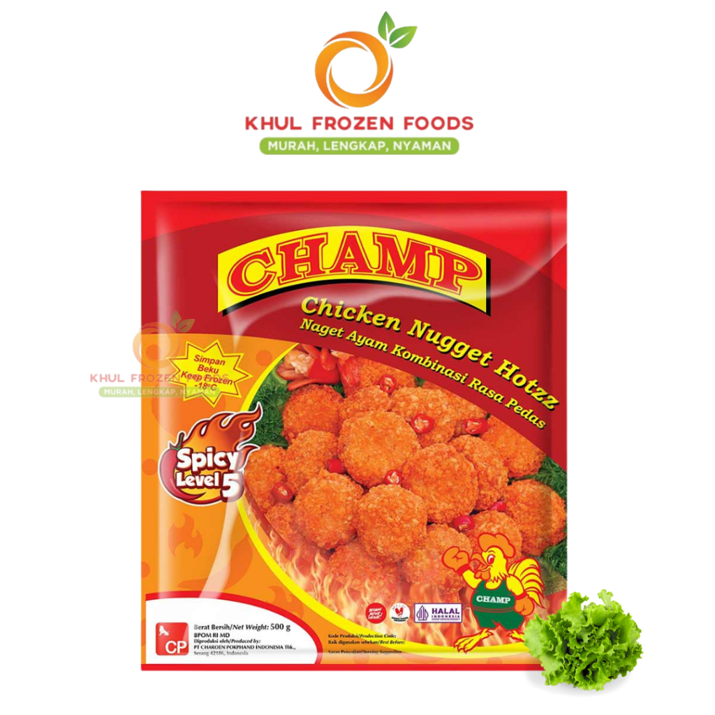 

Champ Nugget Ayam Hotzz 500gr/ naget ayam pedas/ nugget ayam/ naget beku/ nugget frozen 500g