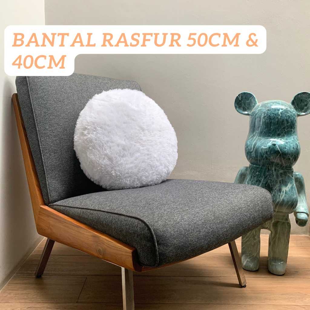 Bantal Sofa Bulu Rasfur Bulat Aesthetic 50cm Sofa Cushion Dakron Premium Tebal Premium