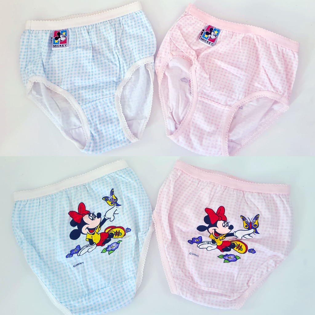 Set 2pc Pakaian Celana Dalam CD Panties Segitiga Katun Anak Cewek Perempuan Disney Mickey Minnie Mou