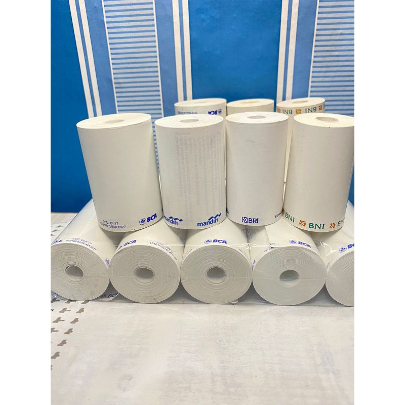 

10 pcs kertas thermal EDC 58mm berlogo (bca, mandiri,bri,bni)