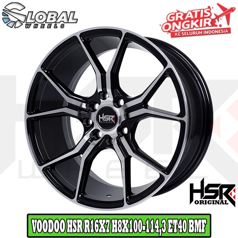 Velg Mobil HSR Voodoo Ring 16 Black Polish Buat Mobil Avanza Kijang Brio Jazz Yaris Mobilio Baleno