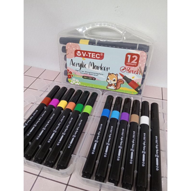 

Acrylic Marker V-TEC Brush 12 warna
